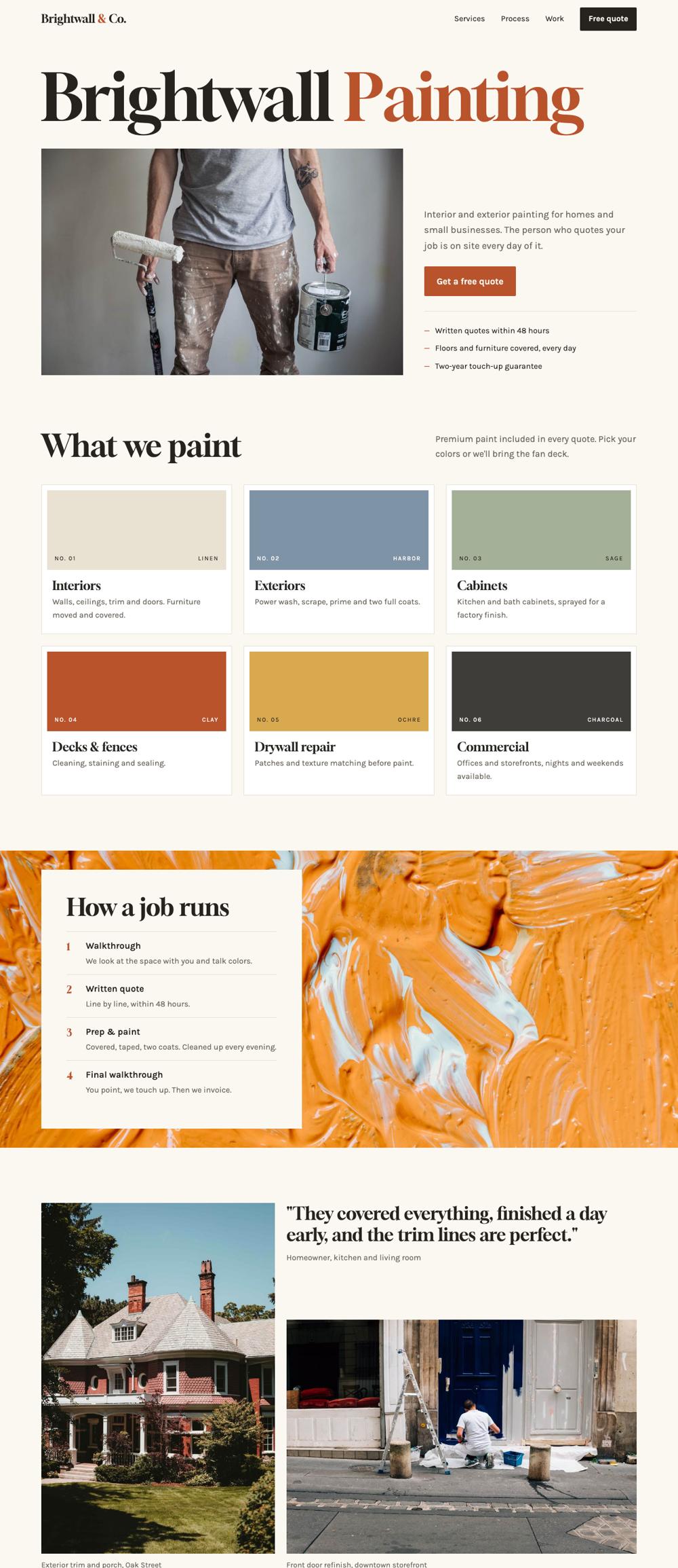 Example painting company homepage